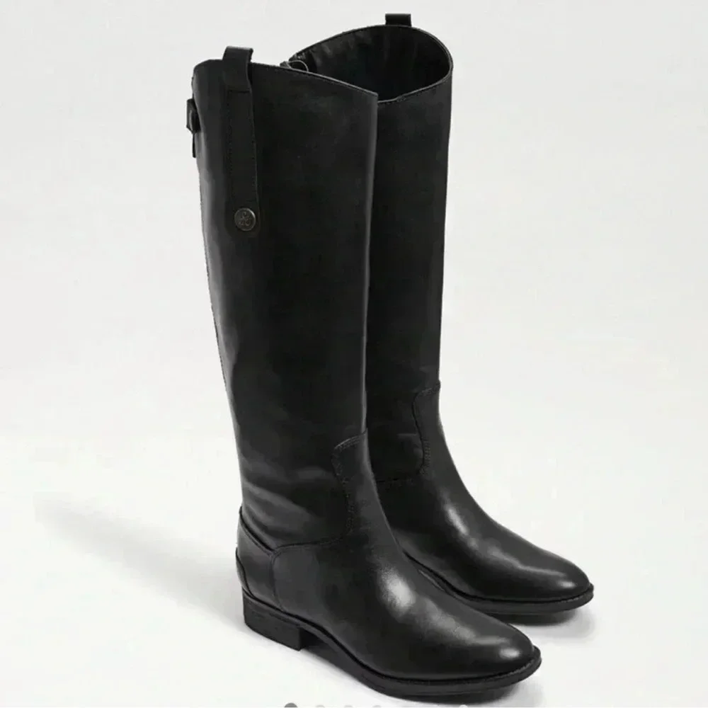 Sam Edelman Penny Leather Riding Boots Black Leather Sz 11 Wide Calf